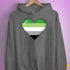 Aromantic Pride 8-Bit Pixel Heart Hoodie - Grey Heather
